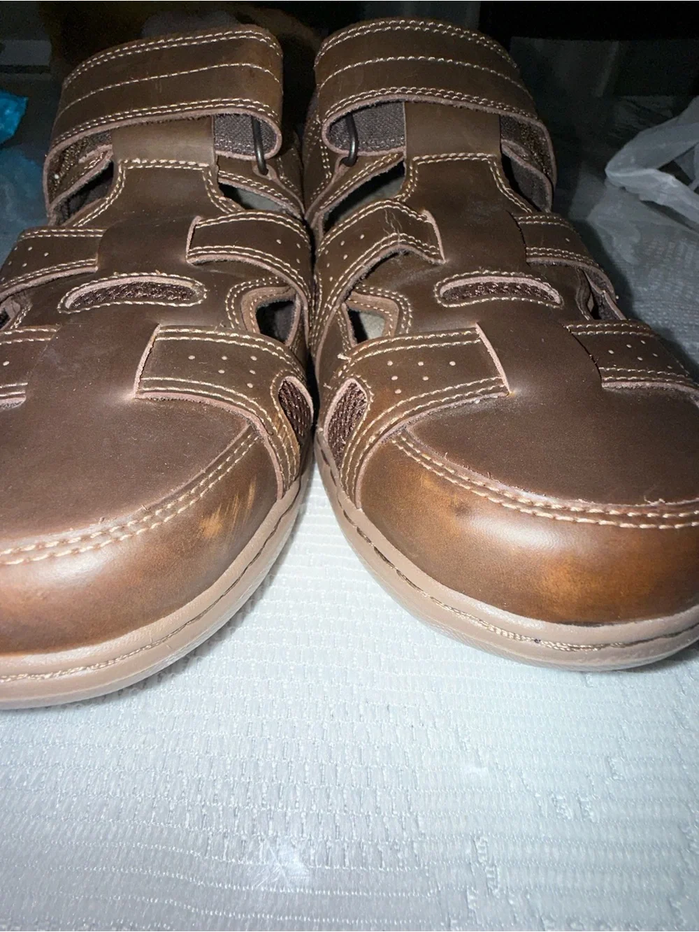 Dunham Men's Brown Leather Fisherman Sandals